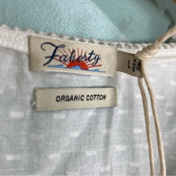 Faherty Willa Top Peasant Blouse White Ruffle Sz L‎ - Picture 3 of 6